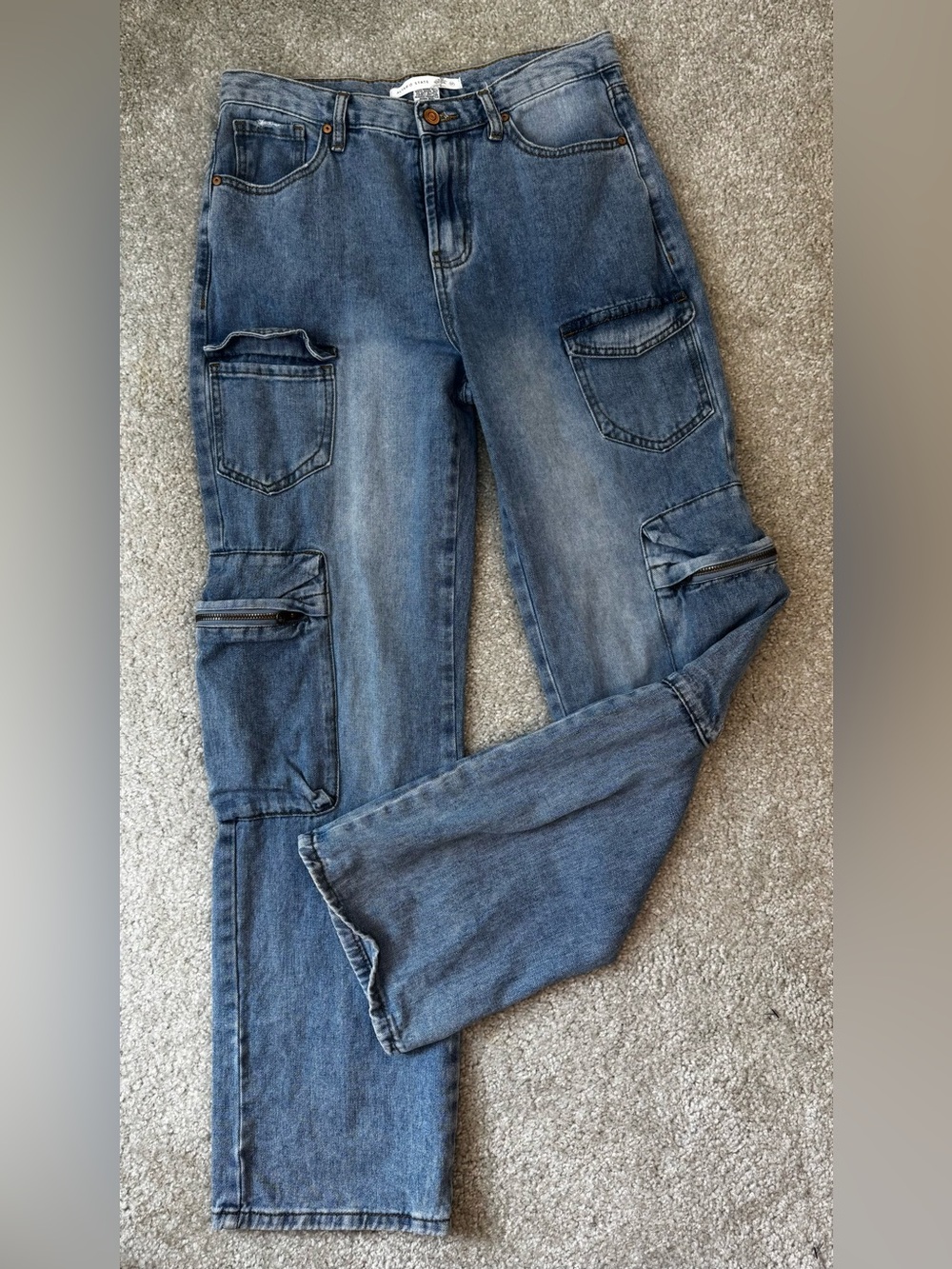 Altar'd State Blue Denim Cargo Jeans